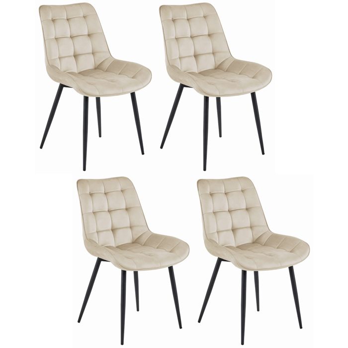 Chaise Komodee BARDI - 4 Pieces - BEIGE Tapisser en velours 60 x 54 x 88 cm Chaise Komodee BARDI - 4 Pieces - BEIGE Tapisser en velours 60 x 54 x 88 cm
