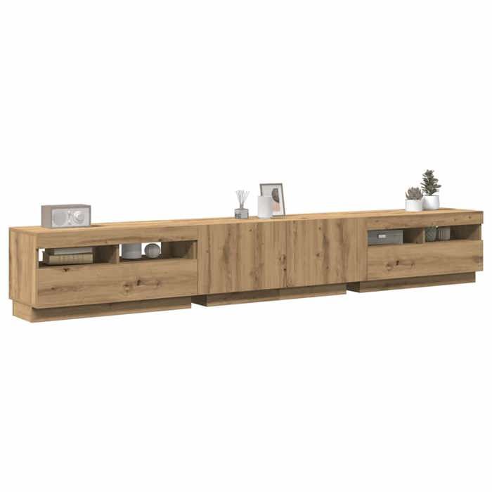 Support TV Chêne artisanal - 260 x 35 x 40 cm - Meuble télé Bois dingénierie moderne