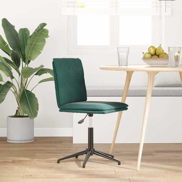 CHIC Chaise de salle à manger Vert foncé Velours - 44x50x(74-84) cm 331902 S11