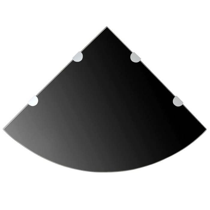Étagère dangle en verre trempé - VIDAXL - Verre noir - 45x45 cm - Supports chromés - Épaisseur 8 mm - Montage simplifié