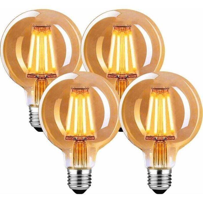 Ampoule LED E27 Vintage Dimmable 4W G80 Blanc Chaud 2700K – Lot de 4 pour Suspension Lampe de Table Applique