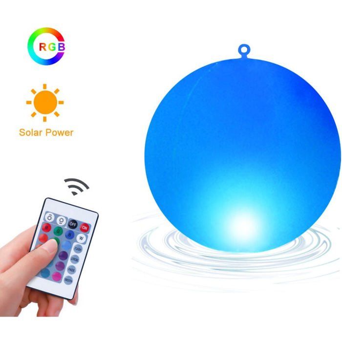 Lampe solaire extérieure - MICH - Boule lumineuse flottante - LED - Étanche IP68 - 13 pouces de diamètre
