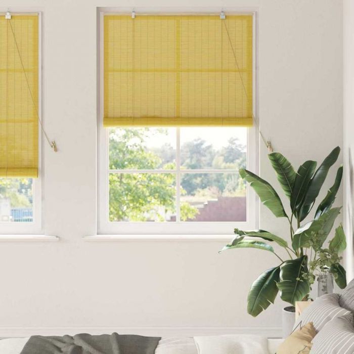 Store enrouleur bambou jaune 110 x 220 cm VIDAXL - tamisant à tirage latéral
