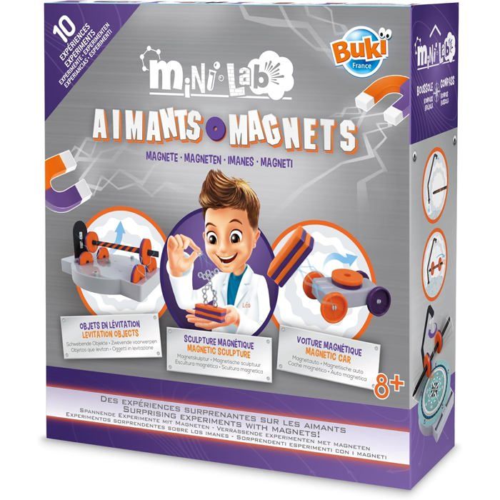 AOMAG Lot D'Aimants Scientifiques Junior - 16 Pièces Pour Expériences Magnétisme STEM - Barre, Fer à Cheval, Anneau, Boussole