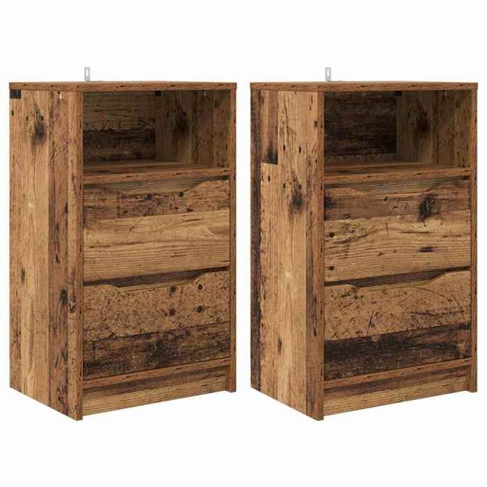 En solde Table de nuit (2 pcs) - UU - Petit armoires de chevet - avec tiroir Bois Ancien 40x30x467 cm L1981