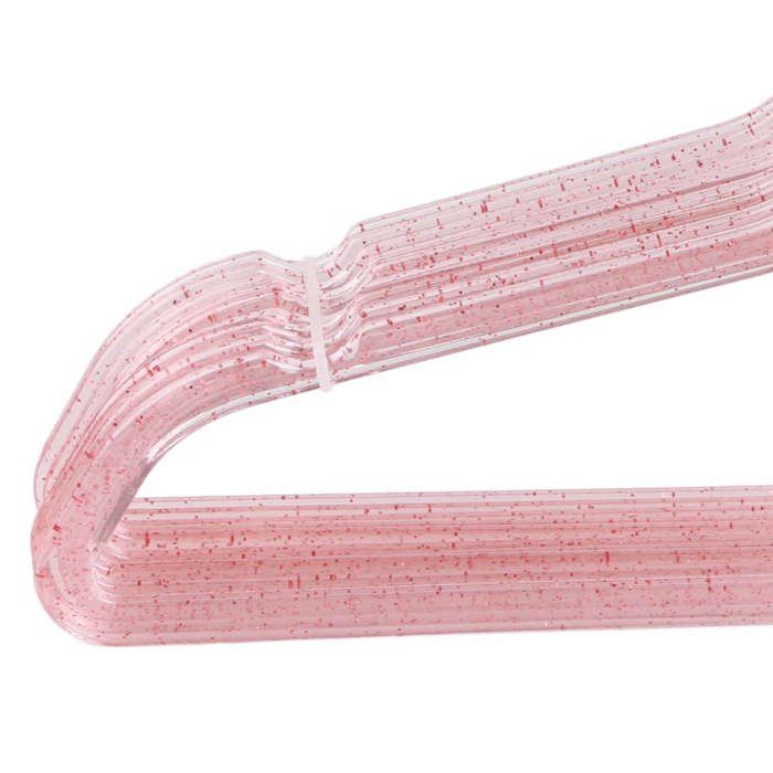 10pcs cintres plastique – Nosheir – 40cm transparent poudre dorée – sans couture antidérapants – penderie mode femme rouge/rose