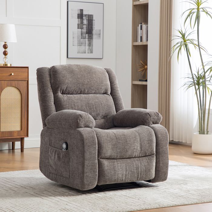 Fauteuil inclinable électrique multifonctionnel Gris chenille fauteuil relax confort salon structure stable version stable