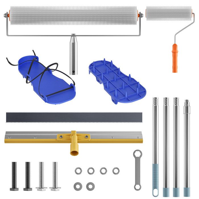 Kit de revêtement de sol Rouleau daération chaussures à pointes époxy et raclette à grande surface – ensemble complet