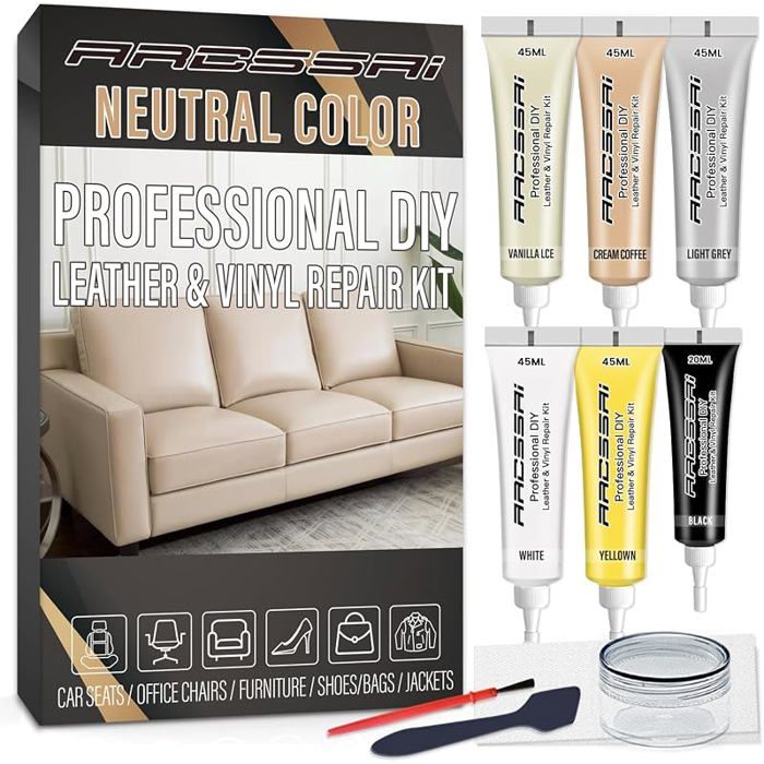 Kit de réparation de cuir couleur neutre pour meubles sièges de voiture canapé veste et sac à main Gel de p PRODUIT ENTRETIEN CUIR