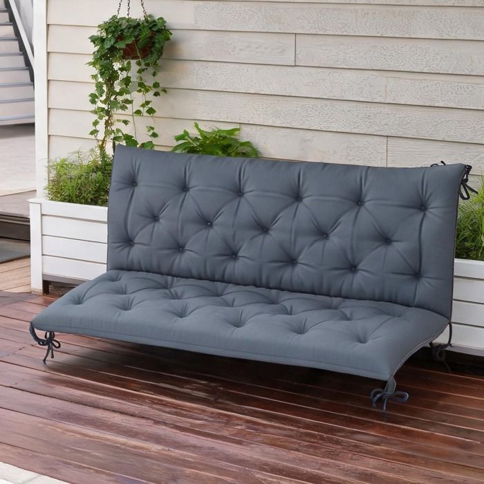 Coussin DExterieur Coussin De Bain De Soleil Coussin De Chaise De Jardin en Tissus Gris 150 x 98 x 8 cm