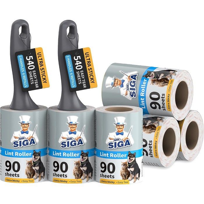 Rouleau adhésif pour vêtements 540 feuilles brosse anti-poils et poussière ultra-collante pour tissus canapés voiture poignée