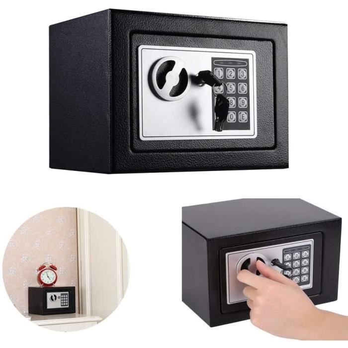 CoffreFort 4.8L Coffre de Rangement sécurisé avec Clavier et Verrouillage par clé Haute