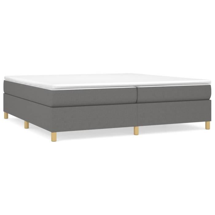 Sommier à lattes - ASHATA - 200x200 cm - Tissu 100% polyester - Gris foncé - 2 places