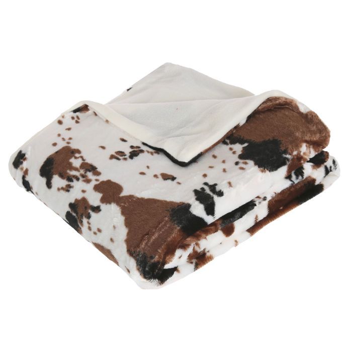 Atmosphera - Plaid Vache - 130 x 160 cm - Blanc et marron
