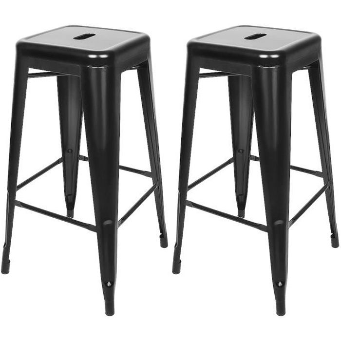 Lot de 4 tabourets de bar design industriel empilable rouge