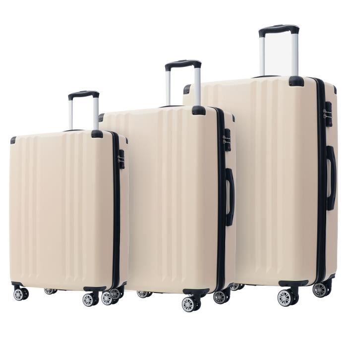 Ensemble De 2 Valises Rigides Crème Rock Luggage - 4 Roues - Cabine - Neuf