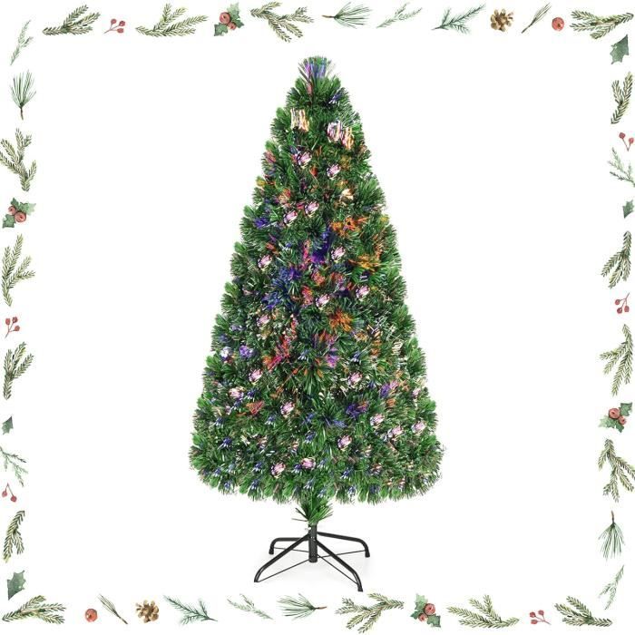 Sapin De Noël Artificiel Lumineux Fibre Optique Vert Couleur Vert