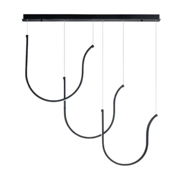 Lampe à suspension - ARQUA - 3 Lumières - Métal Noir - Design Contemporain - LED Intégré