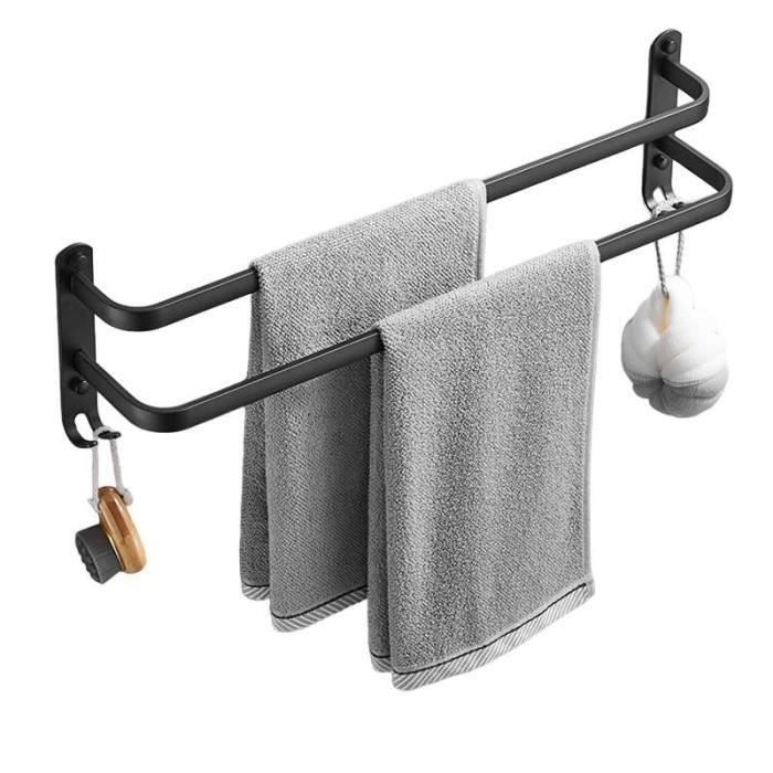 Relaxdays Porte-Serviettes Design En T - 2 Barres Métal Blanc - HxLxP 82 X 50 X 19 Cm