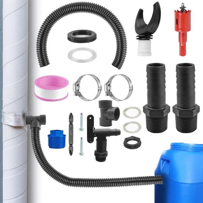 Collecteur D'eau De Pluie Pour Gouttière - Adaptable Tuyaux 70 à 110mm - Kit Complet Avec Perçage, Coude Et Rallonge
