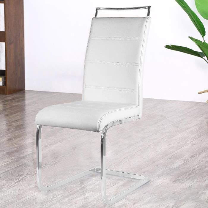 Chaises de Salle à Manger - Pieds en Métal Robustes - Lot de 2 - Blanc