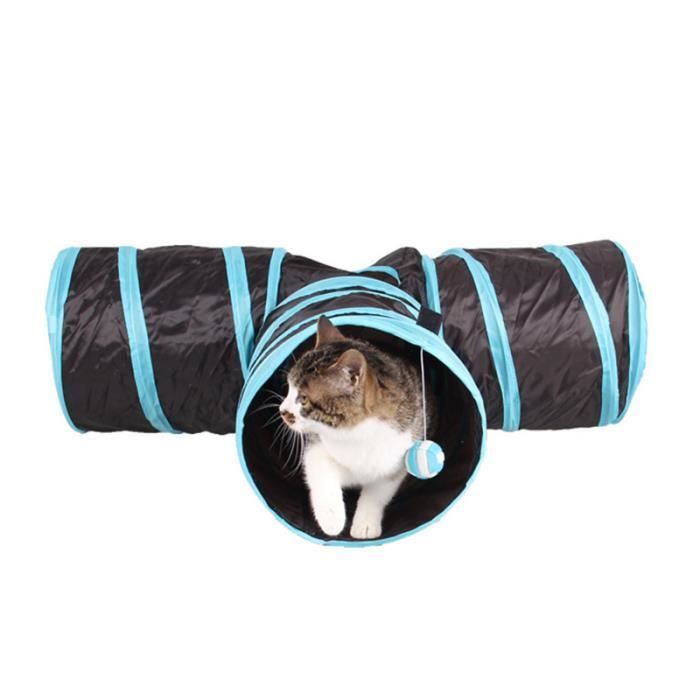 Tunnel Pliant pour Chat - Noir - 80x30x25cm - Nylon - Métallique - Intérieur