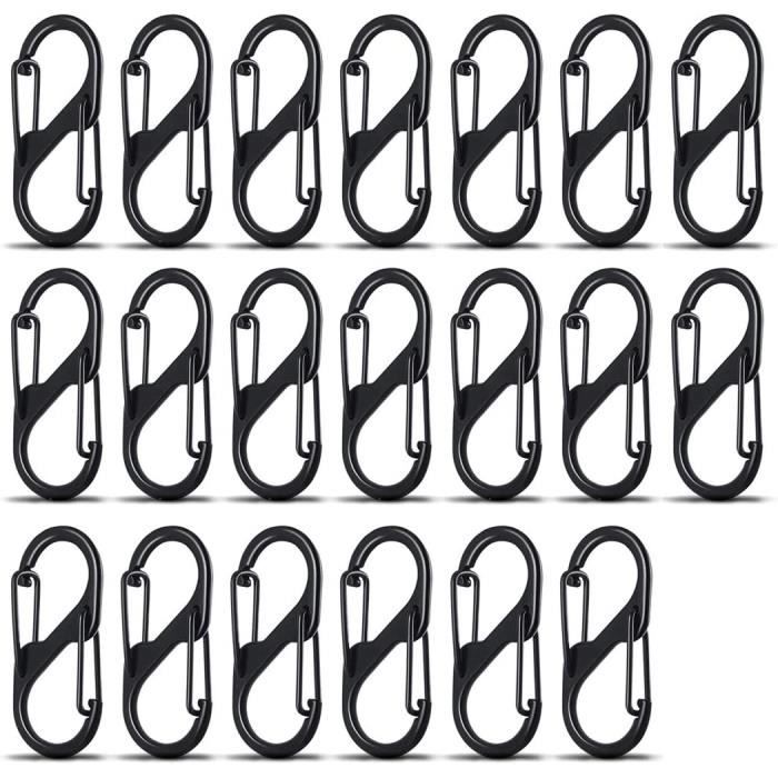 Lot De 5 Mousquetons à Vis En Aluminium 8 Cm - Couleurs Jaune Et Noir - Pour Randonnée, Camping, Sac à Dos - 5