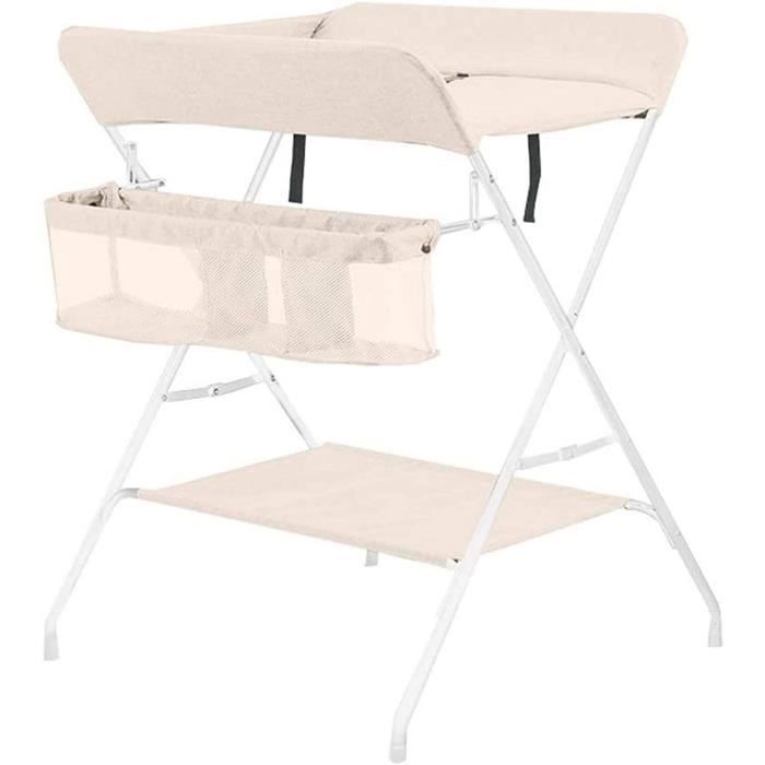 Table Massage Bébé Multifonction Table à Langer Pliable Bébé - Avec Rangements Et Ceinture Sécurité - Mobile - 80x63x96cm - Jusqu'à 12 Mois Baignoire Bébé Sur Pied