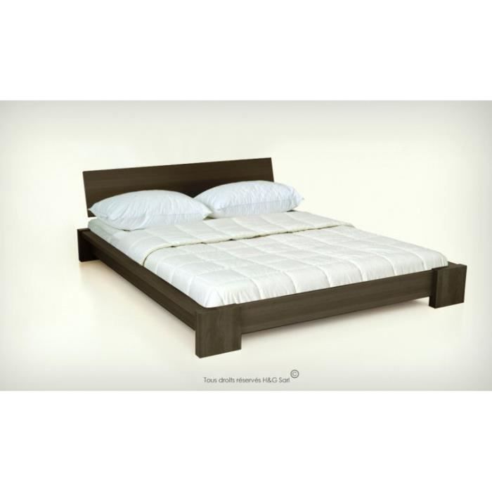 lit adulte design en bois soho bas 160x200 wenge non cdiscount maison