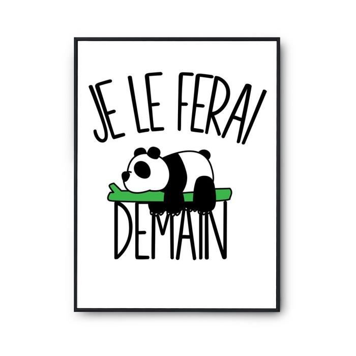 T-shirt Humour Chat 'Je Le Ferai Demain' - Noir - Taille XXL (2XL) - Cadeau Drôle
