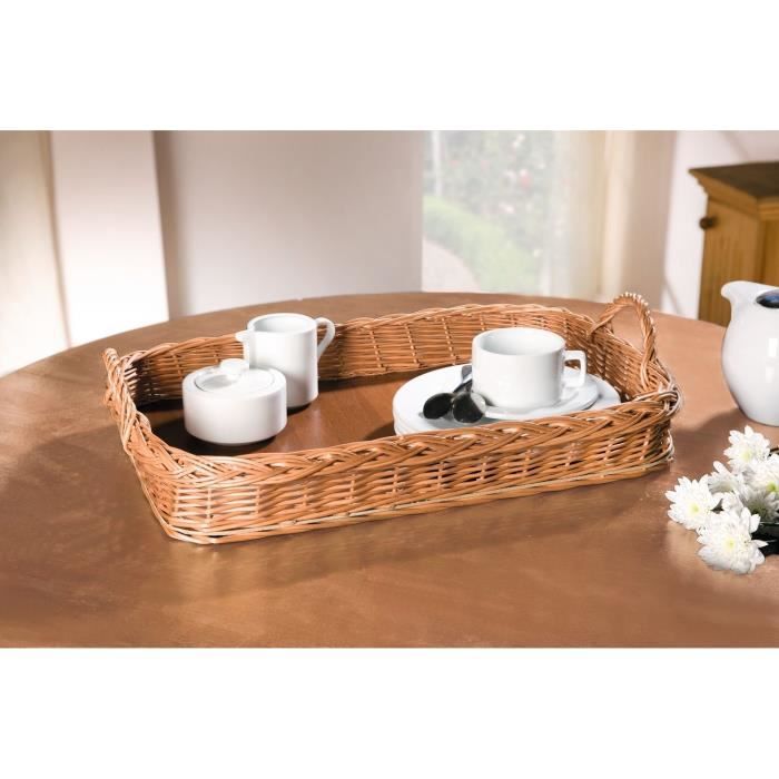 E-wicker24 Plateau Rond En Osier Avec Poignées - Ø55cm H8/20, Service Et Décoration Naturelle