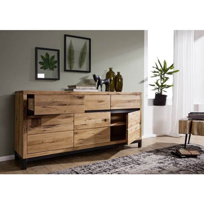 Buffet bas Chêne sauvage natur huilé massif 175x45x85 cm (BxTxH) bois massif VILLANDERS #108 Buffet bas Chêne sauvage natur huilé massif 175x45x85 cm (BxTxH) bois massif VILLANDERS #108