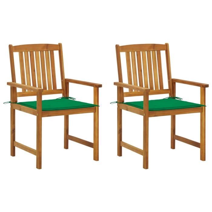 fauteuils metteur en scène en bois d'acacia massif avec coussins - marron - tissu - campagne