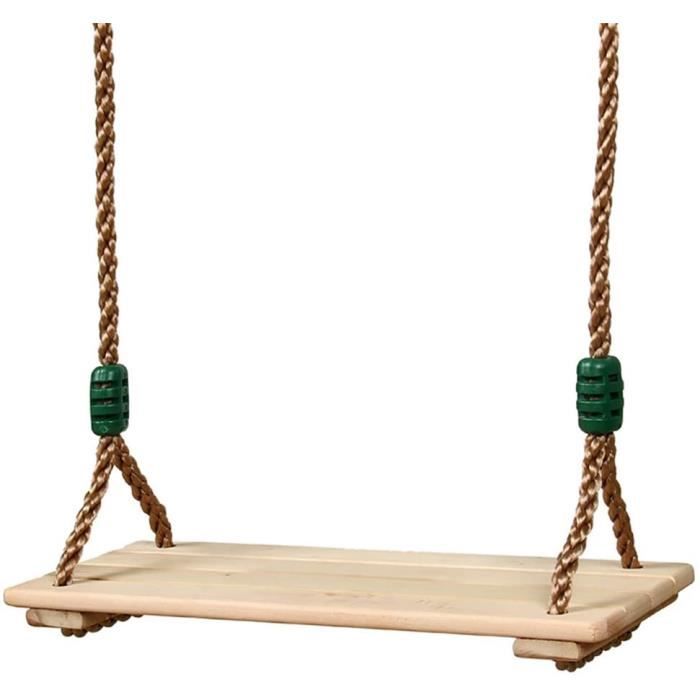 Balançoire à suspendre pour adultes et enfants, corde en nylon et siège en bois, capacité de 150 kg, 40 × 1,2 × 16,2 cm