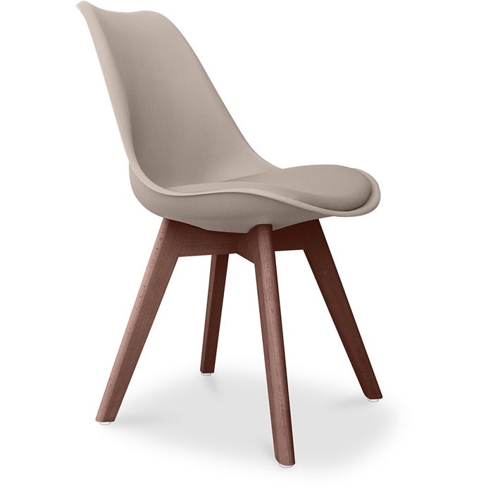 Premium Chaise Brielle au design scandinave avec coussin - Pieds sombres Taupe Premium Chaise Brielle au design scandinave avec coussin - Pieds sombres Taupe