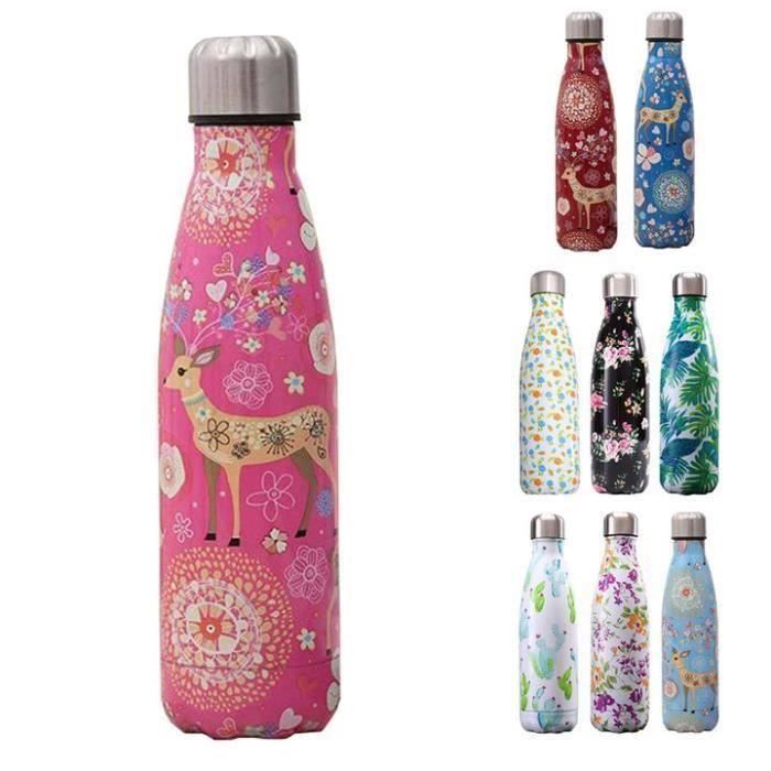 500ml Bouteille d'eau Sport Gourde Inox Isotherme Sans BPA Impression F ...