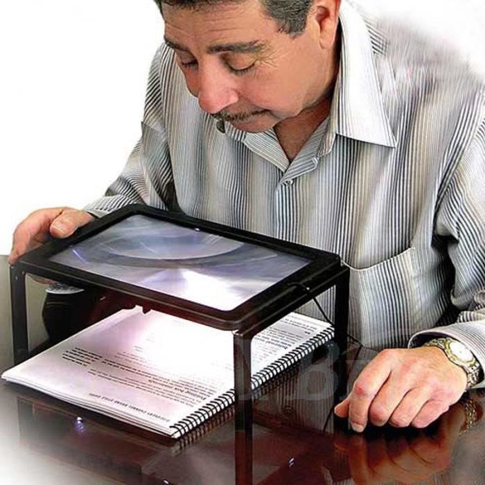 Grande page A4 mains libres loupe 3x avec lecture de loupe lumineuse LED