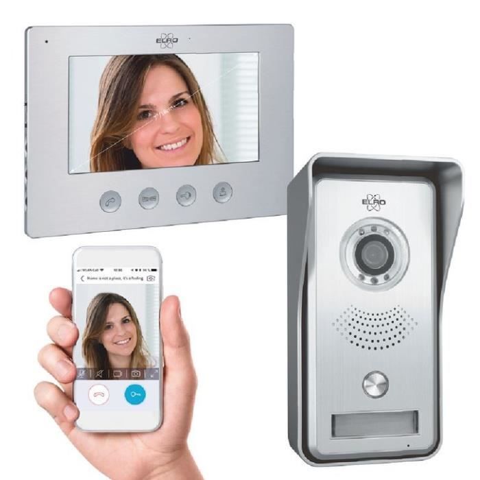 ELRO DV447WIP Interphone vidéo de porte IP - Écran couleur 7" - Caméra avec vision nocturne - Visualiser et communiquer via App