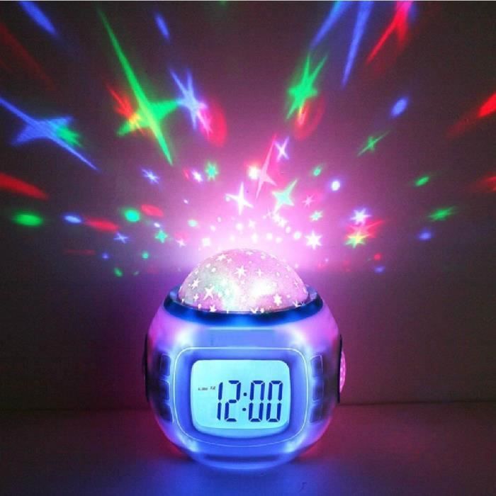 Lampe Led Reveil Pour Enfant Reveil Lumiere De Nuit Projecteur Plafond Etoile Veilleuse Avec Affichage De Temperature Et De Date Radio Reveil Avis Et Prix Pas Cher Cdiscount