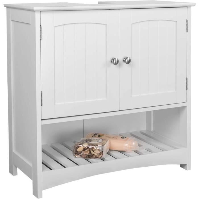 EUGAD Meuble Sous Lavabo 60x30x60cm, Armoire Sous Vasque, En Bois Artificiel Chêne Clair Et En Métal Noir, 0157WY - Maison