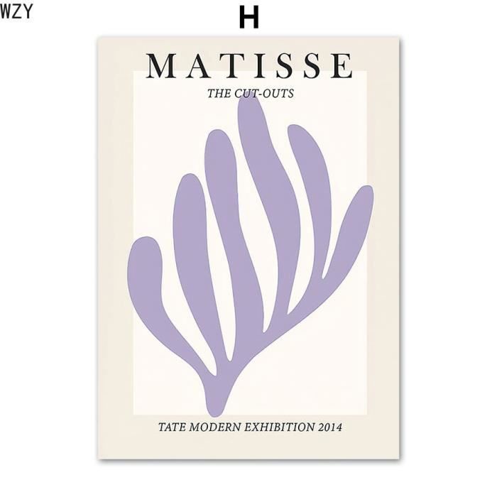 Poster Toile Art Mural - Inspiration Matisse, Peinture Abstraite Fleurs - NEUF