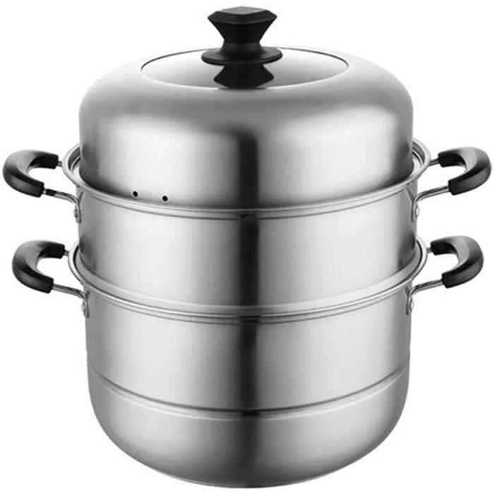 Cuiseur Vapeur Inox 5 étages Balider - Cuiseur Vapeur 5 étages En Acier Inoxydable, Diamètre 30 Cm, Avec Couvercle En Verre - Pour Cuisson Saine Et Multifonction Cuit Vapeur Santé Couvercle Verre