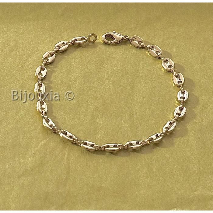 Bracelet - BIJOUXIA - Maille Grain de Café - Plaqué Or 18 Carats - 19cm - 5mm