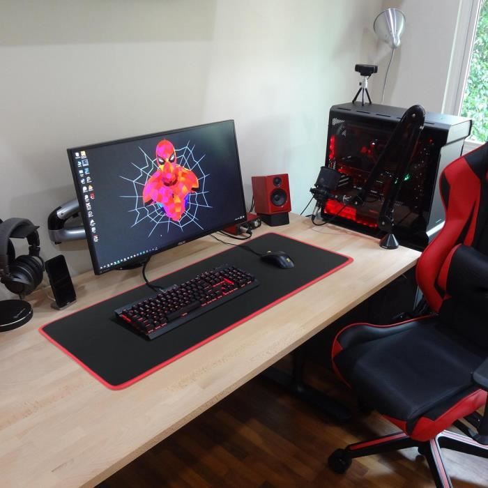 Cabling Tapis De Souris Gaming Xxl Grand Sous Main Bureau Tapis Souris Gamer 580x300x4mm Noir Contour Rouge Prix Pas Cher Cdiscount