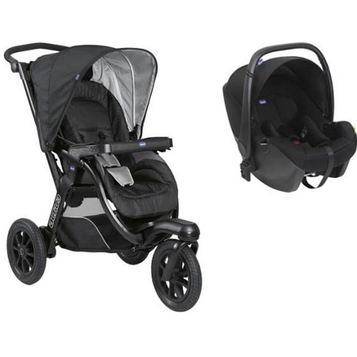 CHICCO - Poussette Duo Activ3 Jet Black + Siège -auto KORY I-size