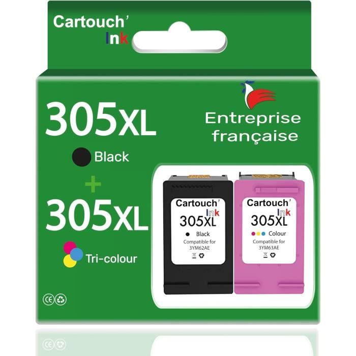 2 Cartouches D'encre Compatibles HP 305XL Noir – Fabriqué En France, Marque NOPAN-INK