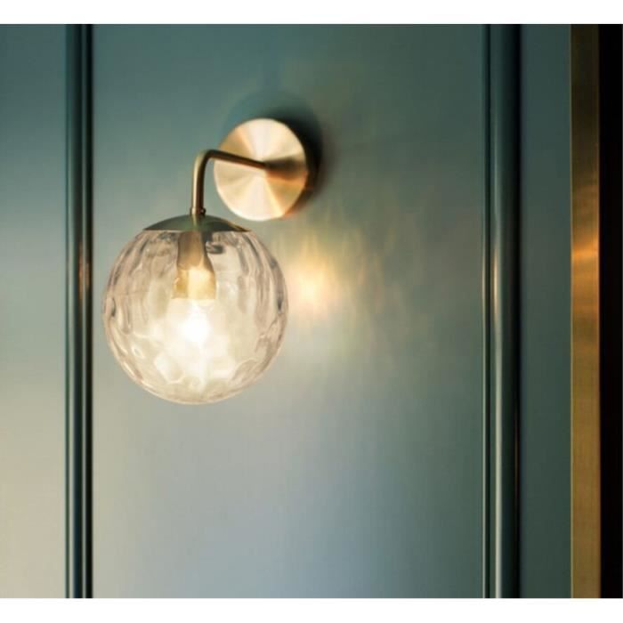 Applique Murale Nordique en Verre et Laiton Simplicité Moderne Vintage  Style Couloir Salle de Bain Salon Chevet Luminaires 15cm