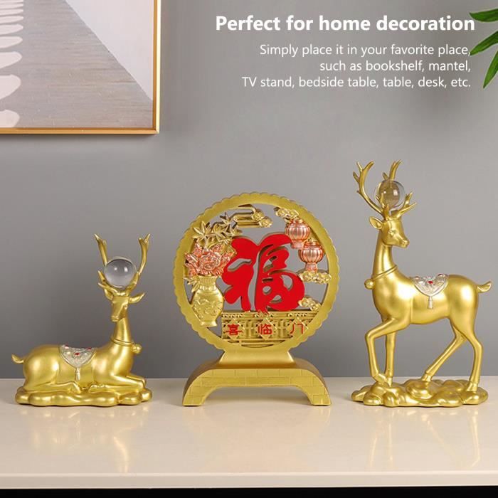 Lot De 2 Statues De Renne En Résine Pour Décoration De Noël, Statues De Cerf Assis Et Debout, Sculpture D'élan - Figurine De Noël De Table De Vacances, Bleu