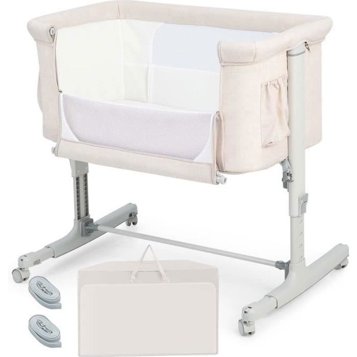 Lit bébé Cododo 3 en 1 Portable - DREAMADE - 5 Hauteurs Réglables Berceau Maille Respirante 0-6 Mois Rose Idée Cadeau Naissance