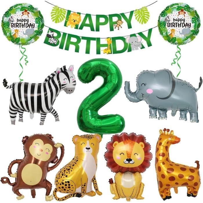 6 Ballons Chiffre Animaux Jungle, Géant Animal Feuille D'Aluminium